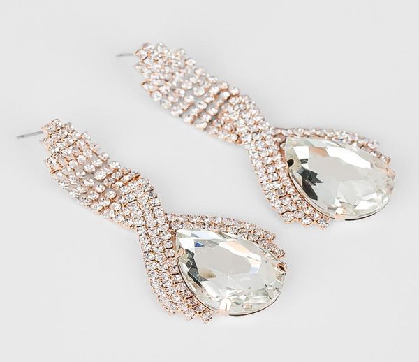 yfjewe arrived big drop earrings for woman fashion temperament long paragraph crystal earrings female version7944571, Golden;silver