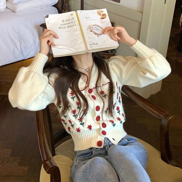 sweaters autumn sweet retro floral embroidery sweater short pull femme doll shirts lapel puff sleeve cardigan cropped coat women, White;black
sweaters autumn sweet retro floral embroidery sweater short pull femme doll shirts lapel puff sleeve cardigan cropped coat women, White;black