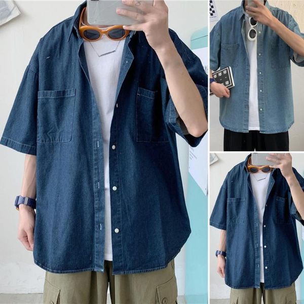 men's casual shirts blue denim short sleeve men summer thin korean fashion vintage oversize baggy cardigan blouses man clothes, White;black
men's casual shirts blue denim short sleeve men summer thin korean fashion vintage oversize baggy cardigan blouses man clothes, White;black