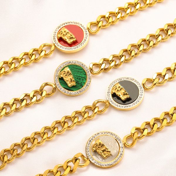 man women fashion jewelry designer bracelet 18k gold plated stainless steel pendant chain luxury jewelry party birthday gift y23105, Black
man women fashion jewelry designer bracelet 18k gold plated stainless steel pendant chain luxury jewelry party birthday gift y23105, Black