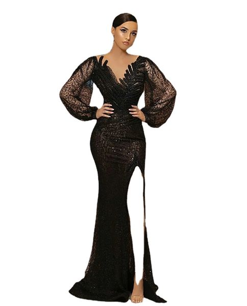 arabic black mermaid evening dresses with detachable train v neck lace sequins prom dress long sleeves custom made luxury robe de soiree, Black;red
arabic black mermaid evening dresses with detachable train v neck lace sequins prom dress long sleeves custom made luxury robe de soiree, Black;red