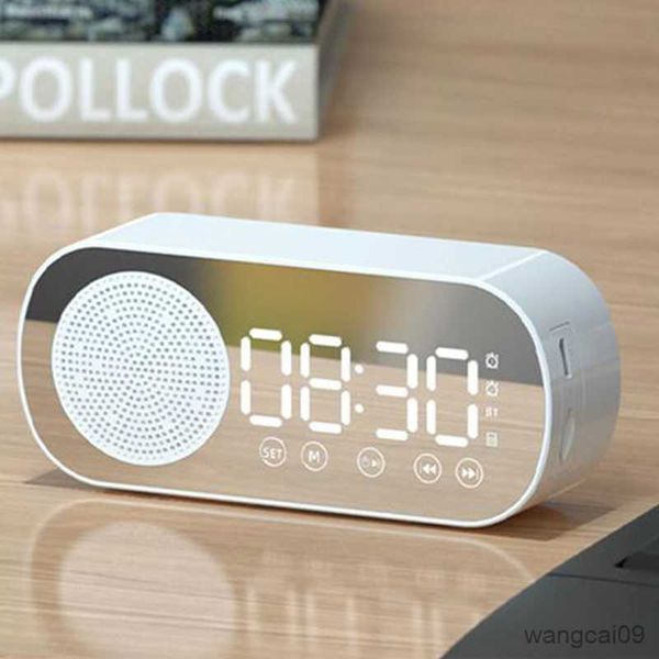 Image of Portable Speakers Intelligence LED Wireless Bluetooth-compatible Speaker Surface Clock Double Alarm Support Card Radio Sound Bar R230608