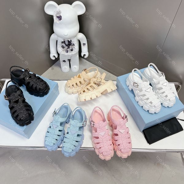 monolith crochet cage sandals designer platform sandal women band slides summer rubber slippers with box, Black
monolith crochet cage sandals designer platform sandal women band slides summer rubber slippers with box, Black