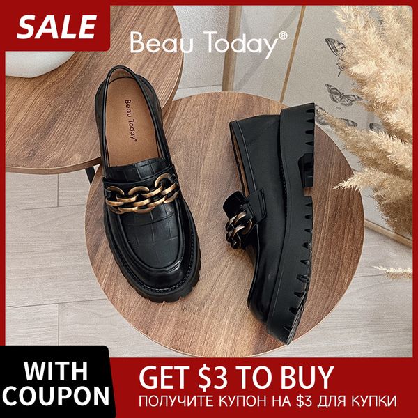 beautoday chunky loafers women genuine cow leather platform shoes round toe metal chain slip on ladies flats handmade 27748, Black
beautoday chunky loafers women genuine cow leather platform shoes round toe metal chain slip on ladies flats handmade 27748, Black