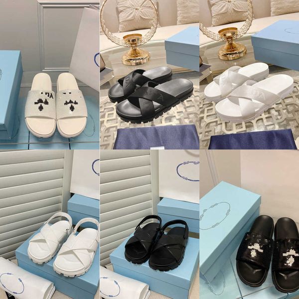 luxury designer women slippers triangle prd sequin flat mule in canvas summer rubber sandals beach sliders cross woven letter outdoor quilte, Black
luxury designer women slippers triangle prd sequin flat mule in canvas summer rubber sandals beach sliders cross woven letter outdoor quilte, Black
