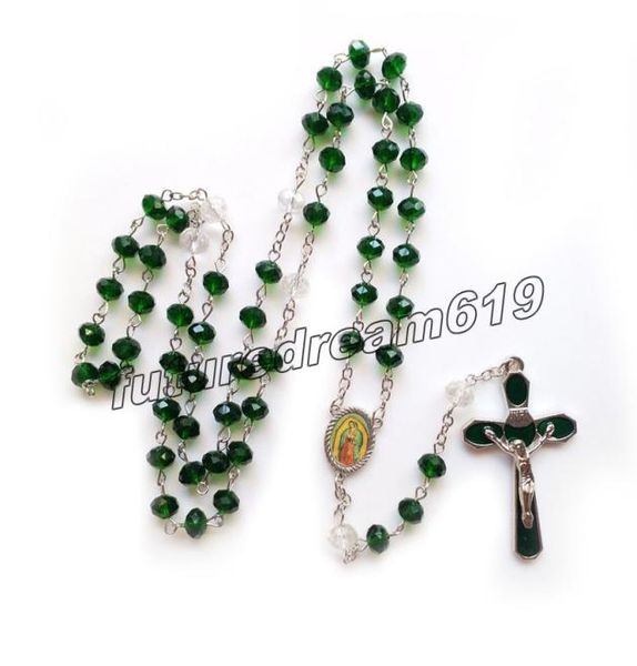 catholic green crystal rosary necklace for men women long enamel jesus cross pendant religious jewelry3889482, Silver
catholic green crystal rosary necklace for men women long enamel jesus cross pendant religious jewelry3889482, Silver