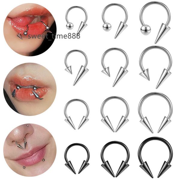 pointed cone head horseshoe ring titanium steel lip ring lip nail personalized punk puncture jewelry c ring, Black
pointed cone head horseshoe ring titanium steel lip ring lip nail personalized punk puncture jewelry c ring, Black