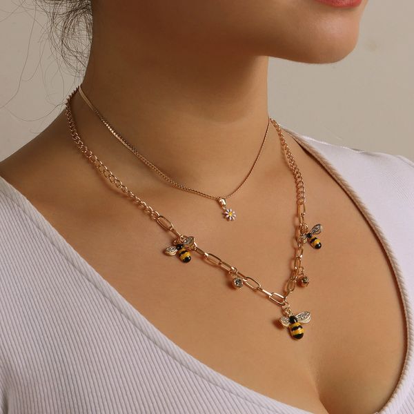 designer jewlery fashion bee flower pendant female necklace multi-layer personality temperament metal necklace designer necklaces gifts for, Silver
designer jewlery fashion bee flower pendant female necklace multi-layer personality temperament metal necklace designer necklaces gifts for, Silver