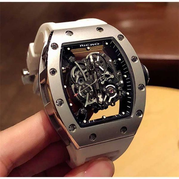fashion richar watches milles men's watch stainless steel case mechanical automatic butterfly buckle rubber white strap hollow movement, Slivery;black
fashion richar watches milles men's watch stainless steel case mechanical automatic butterfly buckle rubber white strap hollow movement, Slivery;black