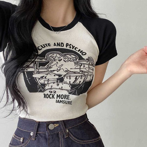 style graffiti print raglan short sleeved t-shirt women's 2023 summer spicy girl slim fit contrast round neck short top, White
style graffiti print raglan short sleeved t-shirt women's 2023 summer spicy girl slim fit contrast round neck short top, White