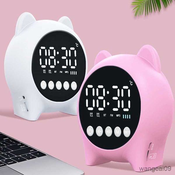 Image of Portable Speakers Speaker with clock for children cute clock alarm bluetooth clock with speaker support card AUX with led alarm radios R230608