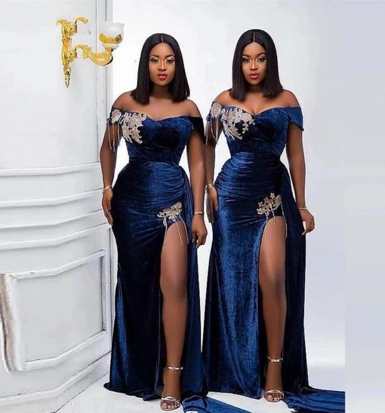 2023 african velvet mermaid bridesmaid dresses wedding guest party gowns off shoulder side split appliques tassel vestidos de noch8213216, White;pink
2023 african velvet mermaid bridesmaid dresses wedding guest party gowns off shoulder side split appliques tassel vestidos de noch8213216, White;pink
