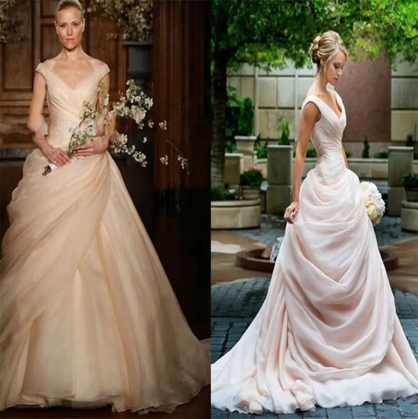 blush pink pick up ball gown wedding dresses long v neck side draped princess bride bridal gowns vestido de novia, White
blush pink pick up ball gown wedding dresses long v neck side draped princess bride bridal gowns vestido de novia, White