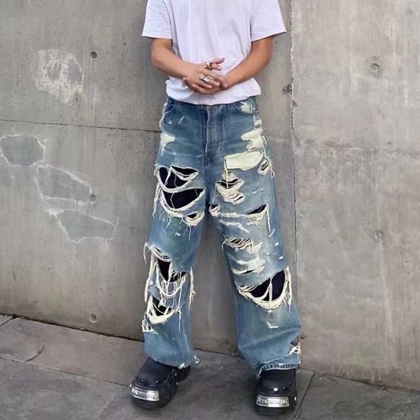godlikeu mens designer jeans highquality fashion holed ripped loose streetwear denim, Blue
godlikeu mens designer jeans highquality fashion holed ripped loose streetwear denim, Blue
