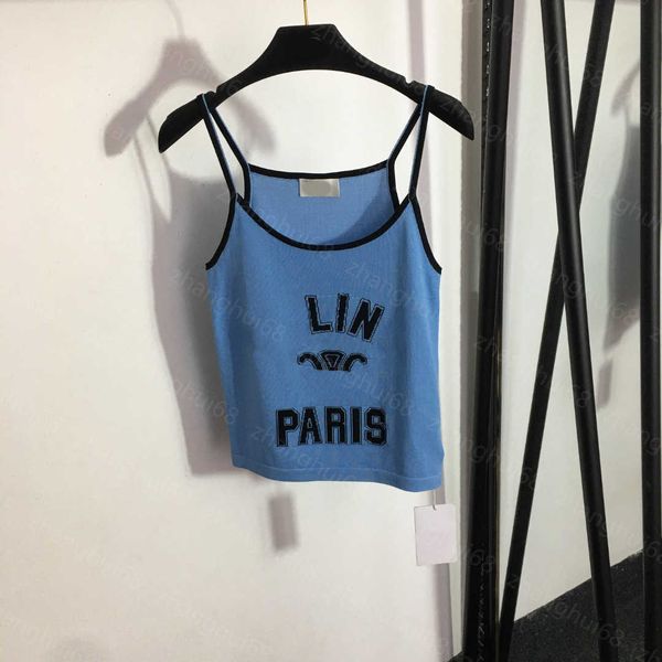 23ss womens knits womens designer clothing round neck chest logo letter-printed knitted camisole womens clothes, White
23ss womens knits womens designer clothing round neck chest logo letter-printed knitted camisole womens clothes, White