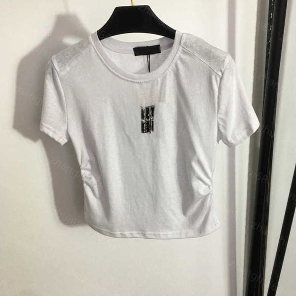 23ss womens t-shirt womens designer clothing tee round neck pure cotton chest studded diamond studded beaded letters slim short sleeve t-shi, White
23ss womens t-shirt womens designer clothing tee round neck pure cotton chest studded diamond studded beaded letters slim short sleeve t-shi, White