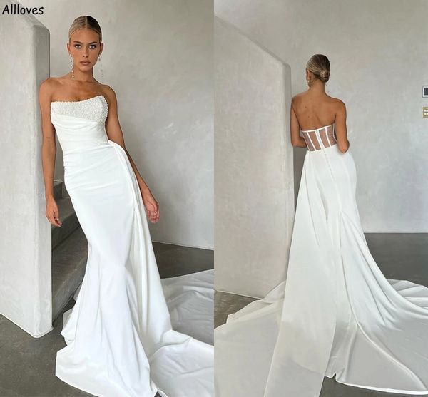 strapless graceful pearls mermaid wedding dresses backless elegant satin white reception formal gowns for brides with peplum vestidos dubai
strapless graceful pearls mermaid wedding dresses backless elegant satin white reception formal gowns for brides with peplum vestidos dubai