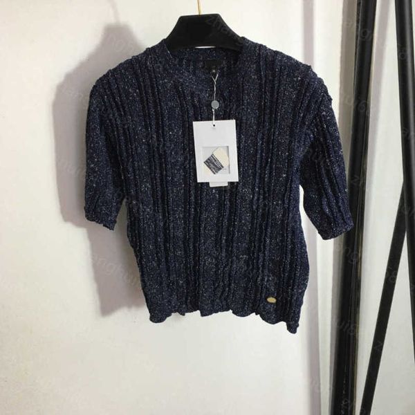 23ss womens designer clothing womens knits round neck color ruffled trim bright silk blend short sleeve sweater womens clothes a1, White
23ss womens designer clothing womens knits round neck color ruffled trim bright silk blend short sleeve sweater womens clothes a1, White