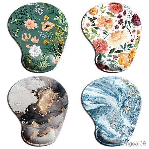 Image of Mouse Pads Wrist Flower Marble Table Ergonomic Mouse Pad With Wrist Rubber Computer Pad On The Table Surface For Mouse Wristband R230609