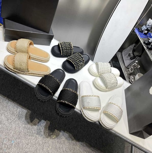 women's slippers designer flat sandals hemp rope hand-woven simple and exquisite flip-flops fisherman shoes retro beach shoes metal buc, Black
women's slippers designer flat sandals hemp rope hand-woven simple and exquisite flip-flops fisherman shoes retro beach shoes metal buc, Black