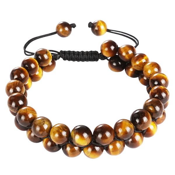 8mm double layer tiger eye bracelet natural stone double row woven adjustable bracelet, Black
8mm double layer tiger eye bracelet natural stone double row woven adjustable bracelet, Black