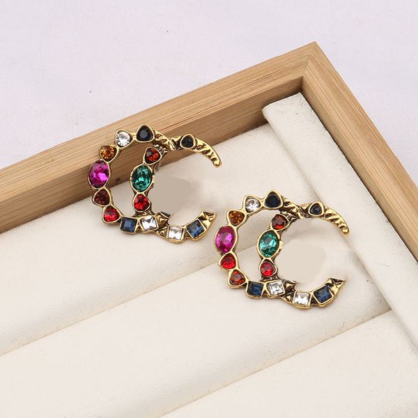 18k gold plated designer brand earrings designers double letter stud earring for women colorful rhinestone earring wedding party jewerlry, Golden;silver
18k gold plated designer brand earrings designers double letter stud earring for women colorful rhinestone earring wedding party jewerlry, Golden;silver