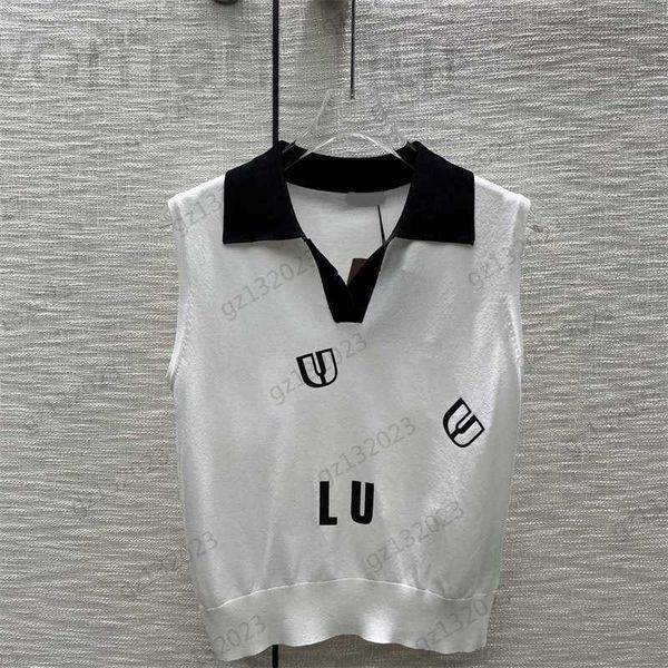 women's tanks & camis designer brand color contrast patchwork lapel design sleeveless vest front letters print spring summer style knit, White
women's tanks & camis designer brand color contrast patchwork lapel design sleeveless vest front letters print spring summer style knit, White
