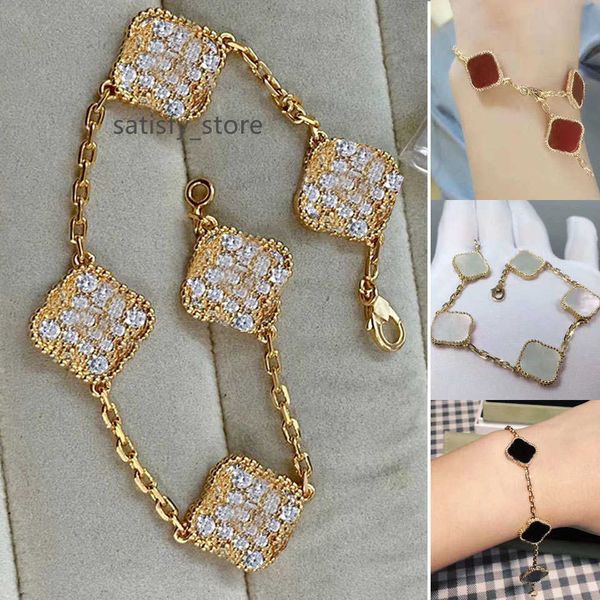 luxury designer bracelets clover bracelet charm elegant classic fashion 18k agate shell holiday wedding couple jewelry gift gold silver rose, Golden;silver
luxury designer bracelets clover bracelet charm elegant classic fashion 18k agate shell holiday wedding couple jewelry gift gold silver rose, Golden;silver