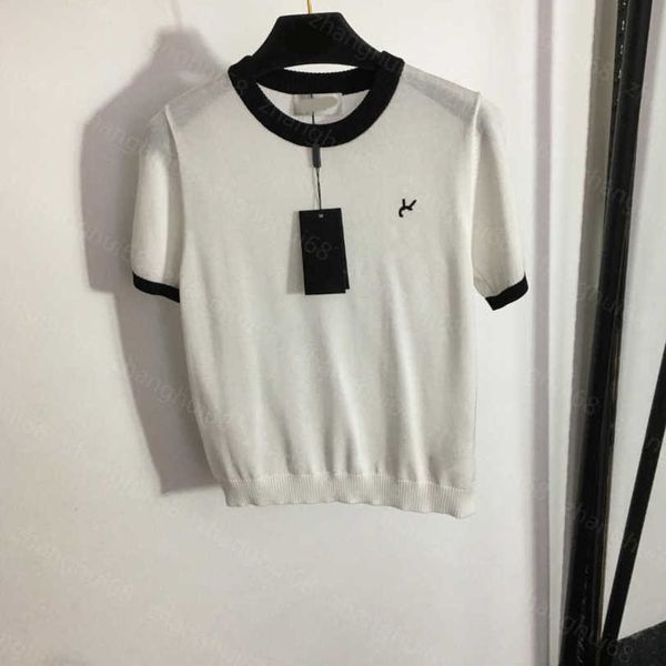 23ss womens knits womens designer clothing color contrast logo embroidered letter short sleeve knit on chest womens clothes a1, White
23ss womens knits womens designer clothing color contrast logo embroidered letter short sleeve knit on chest womens clothes a1, White