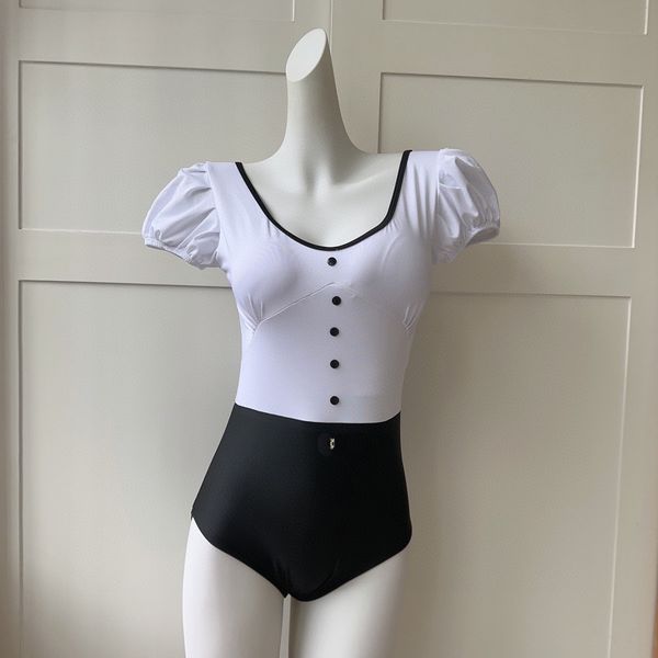 luxury designer high elastic back strap short sleeve one piece swimsuit, White;black
luxury designer high elastic back strap short sleeve one piece swimsuit, White;black