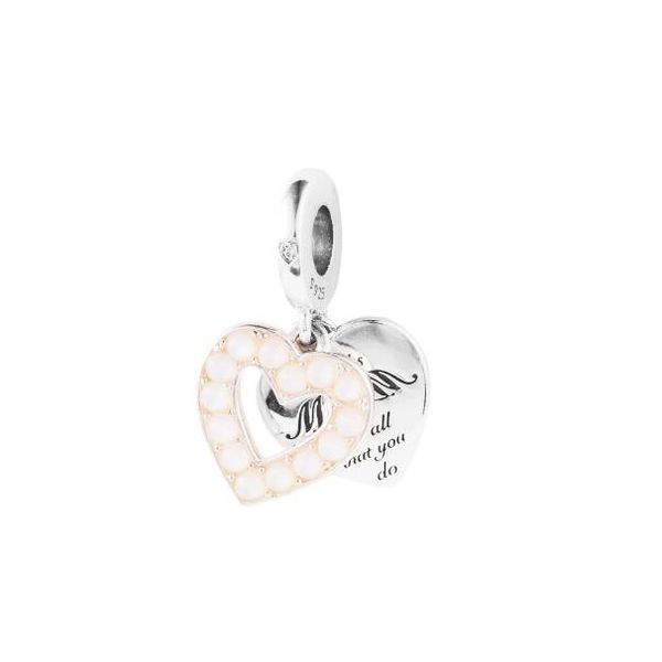 925 sterling silver pearlescent white heart mum double charm fits pandora bracelet beads diy jewelry for women ing, Black
925 sterling silver pearlescent white heart mum double charm fits pandora bracelet beads diy jewelry for women ing, Black