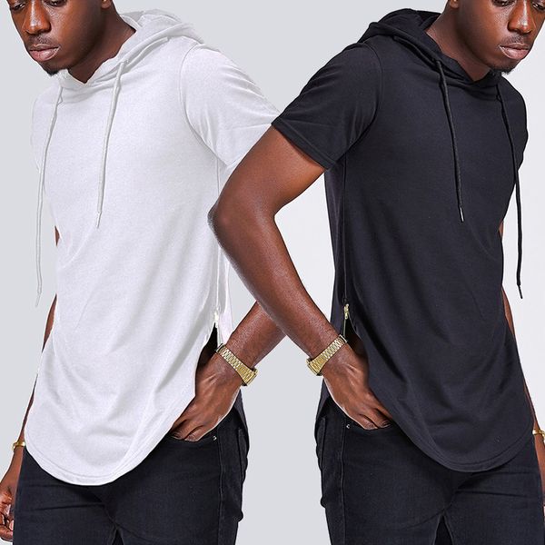 summer solid color men short sleeve hoodies side zipper hooded t shirt with cap curved hem hip hop pullover clothes man streetwear swag hem, Black
summer solid color men short sleeve hoodies side zipper hooded t shirt with cap curved hem hip hop pullover clothes man streetwear swag hem, Black