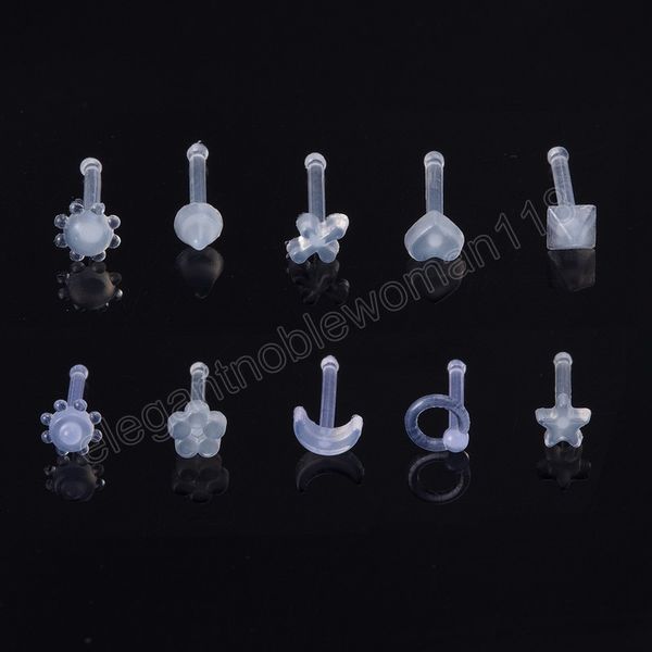 acrylic nose stud piercing rings pin clear soft cartilage earrings flexible bar for women not allergic body jewelry, Silver
acrylic nose stud piercing rings pin clear soft cartilage earrings flexible bar for women not allergic body jewelry, Silver