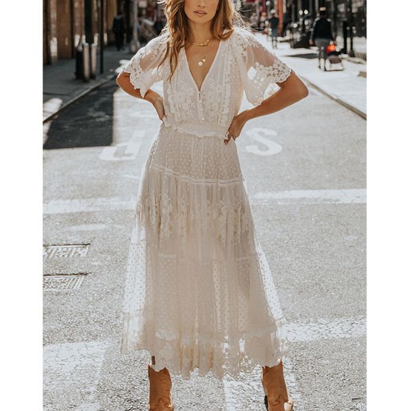 happie queens women solid short sleeve beach lace bohemian maxi dress ladies v-neck boho sundress, Black;gray
happie queens women solid short sleeve beach lace bohemian maxi dress ladies v-neck boho sundress, Black;gray
