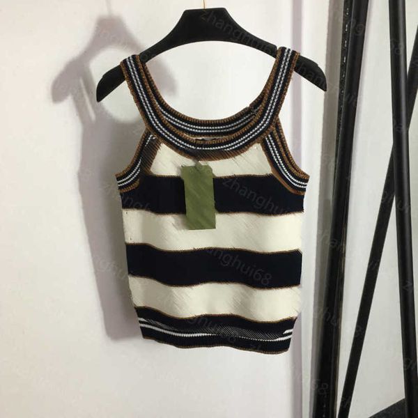 23ss womens knits womens designer clothing double g letter cutout thick striped knit camisole womens clothes a1, White
23ss womens knits womens designer clothing double g letter cutout thick striped knit camisole womens clothes a1, White