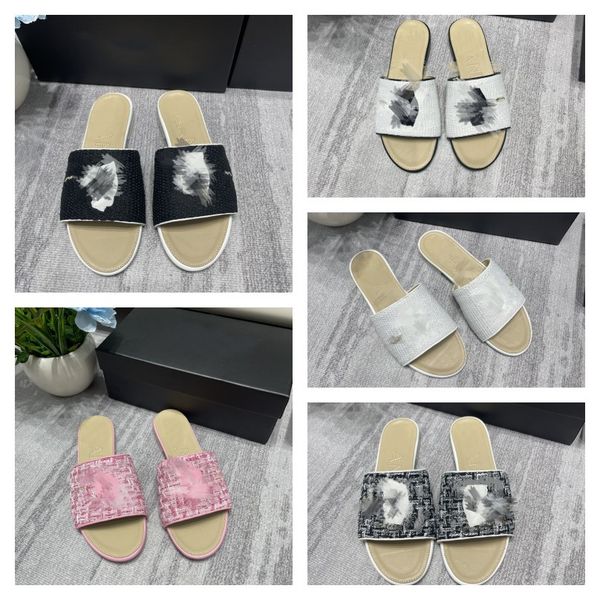 woman embroidered fabric slides chan c interlocking c slippers multicolor embroidery mules women's home flip flops casual sandals summe, Black
woman embroidered fabric slides chan c interlocking c slippers multicolor embroidery mules women's home flip flops casual sandals summe, Black
