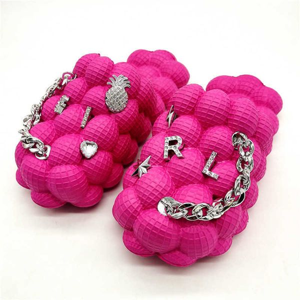 sandals new arrival women summer breathable bubble slides with bling chains charms girl's flat slippers beach sandals shoes 230417, Black
sandals new arrival women summer breathable bubble slides with bling chains charms girl's flat slippers beach sandals shoes 230417, Black