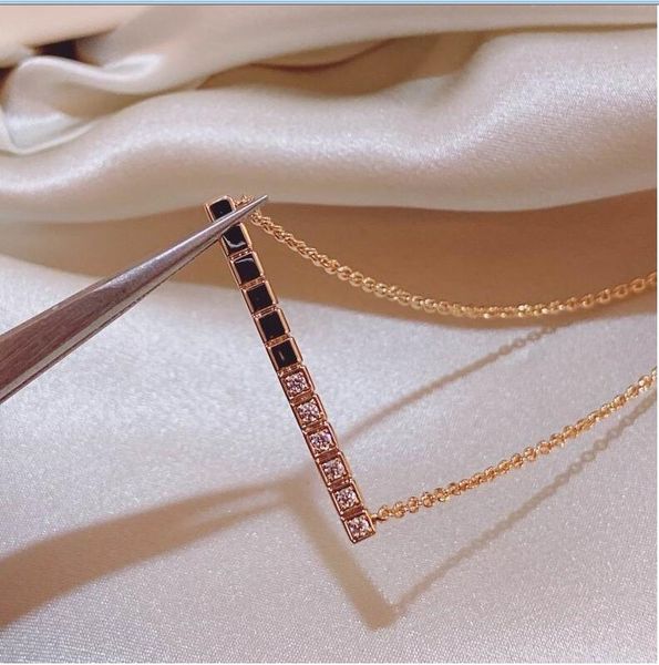 2023 lovely cute pendant necklaces long gold thin stainless steel chain little black pink diamonds blocks strip designer women necklace with, Silver
2023 lovely cute pendant necklaces long gold thin stainless steel chain little black pink diamonds blocks strip designer women necklace with, Silver