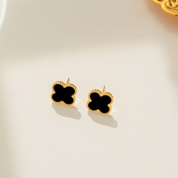 

Designers Jewelry Vintage 4/four Leaf Clover Stud Earrings Back Mother-of-pearl Silver Fashion 18K Gold Plated Agate for Women Girls Valentine's Wedding