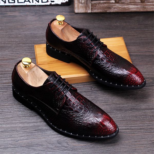fashion men's crocodile grain leather dress shoes man casual pointed toe oxfords mens lace-up business office oxford shoe, Black
fashion men's crocodile grain leather dress shoes man casual pointed toe oxfords mens lace-up business office oxford shoe, Black