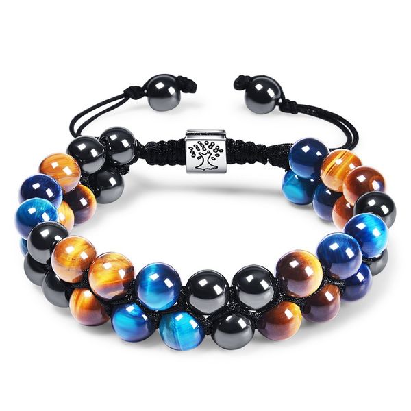 8mm tiger's eye hematite double layer natural stone bracelet tree of life adjustable bracelet, Black
8mm tiger's eye hematite double layer natural stone bracelet tree of life adjustable bracelet, Black
