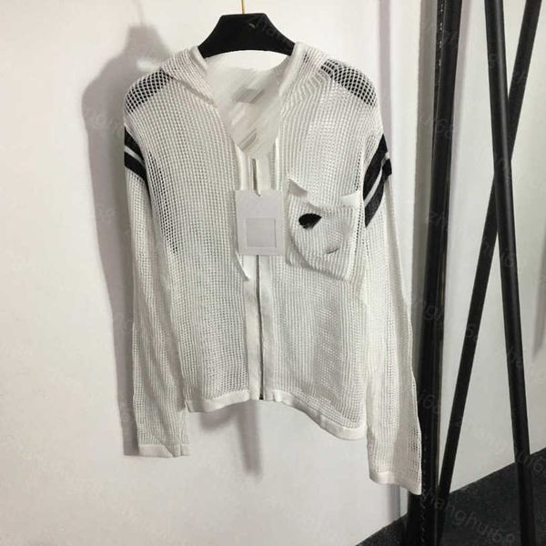 23ss womens designer clothing womens knits rubber logo embroidery pocket hollowed-out long-sleeved hooded cardigan zipper jacket womens clot, White
23ss womens designer clothing womens knits rubber logo embroidery pocket hollowed-out long-sleeved hooded cardigan zipper jacket womens clot, White