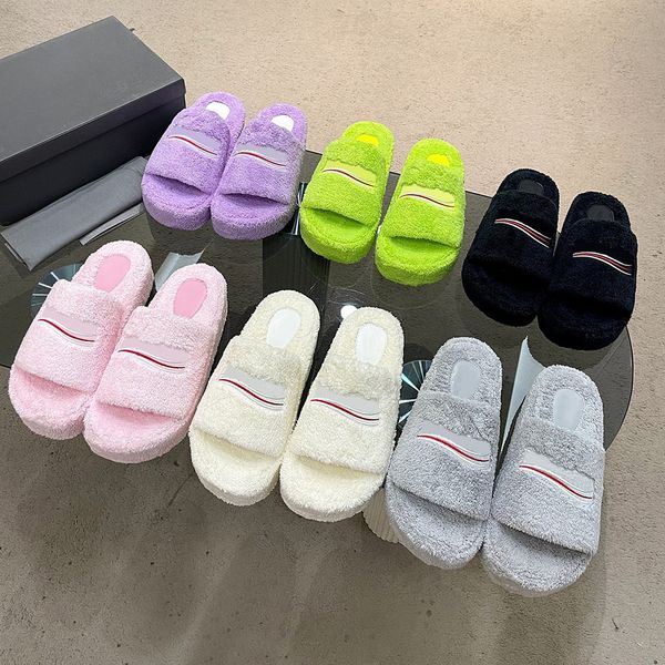 23s new furry slide sandal white womens brand platform slippers upper electric embroidery signature logo elevated slippers muller shoes anti, Black
23s new furry slide sandal white womens brand platform slippers upper electric embroidery signature logo elevated slippers muller shoes anti, Black