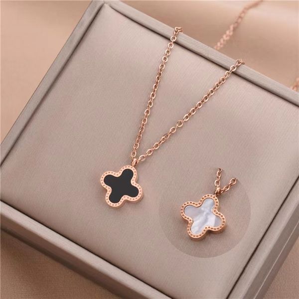 clover necklace 18k gold four-leaf clover steel pendant necklace designer jewelry fashion classic women's collarbone choker girl gift, Silver
clover necklace 18k gold four-leaf clover steel pendant necklace designer jewelry fashion classic women's collarbone choker girl gift, Silver