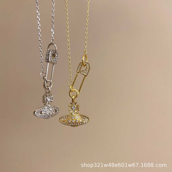 western empress dowager vivian full diamond pins saturn necklace female class great flash high edition collar chain, Silver
western empress dowager vivian full diamond pins saturn necklace female class great flash high edition collar chain, Silver