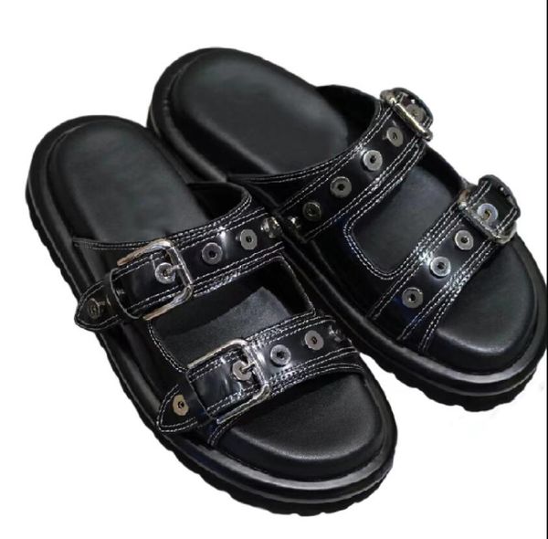 white black rivets platform sandals buckle leather thick heel fashion outdoor leisure summer slippers
white black rivets platform sandals buckle leather thick heel fashion outdoor leisure summer slippers