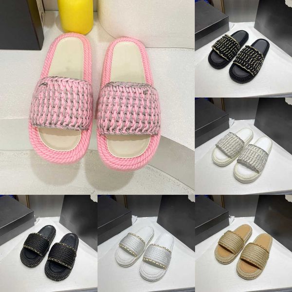classic women luxury solid color slides slippers designer outer wear sandals thick bottom chain straw woven fisherman hemp rope non-slip sli, Black
classic women luxury solid color slides slippers designer outer wear sandals thick bottom chain straw woven fisherman hemp rope non-slip sli, Black