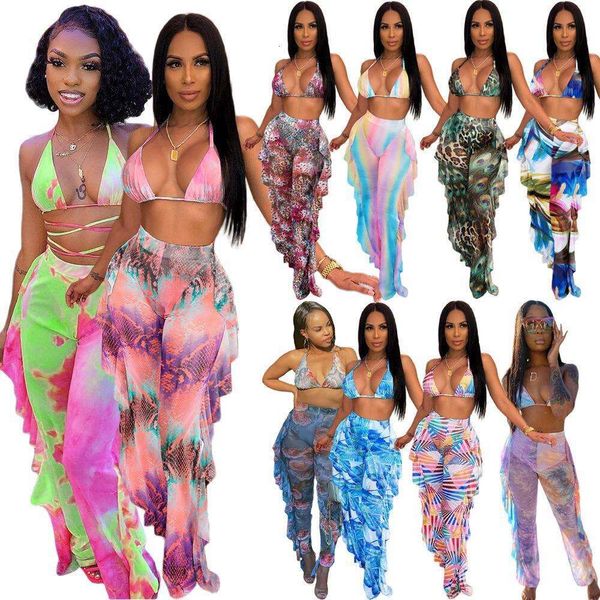wholesale womens summer hollow bikini ruffled wide leg pants two piece set with underwear, White;black
wholesale womens summer hollow bikini ruffled wide leg pants two piece set with underwear, White;black