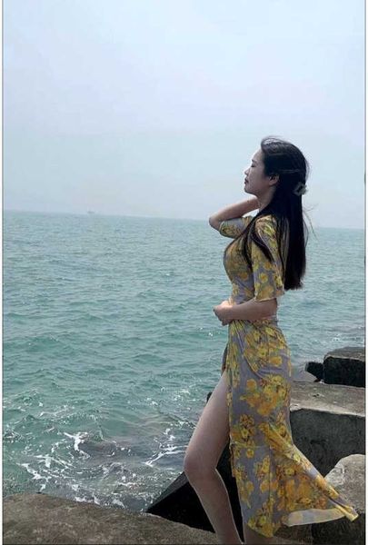 yellow war robe french elegant 3/4 sleeve collar printed women's vacation style fishtail wrap hip length, White;black
yellow war robe french elegant 3/4 sleeve collar printed women's vacation style fishtail wrap hip length, White;black
