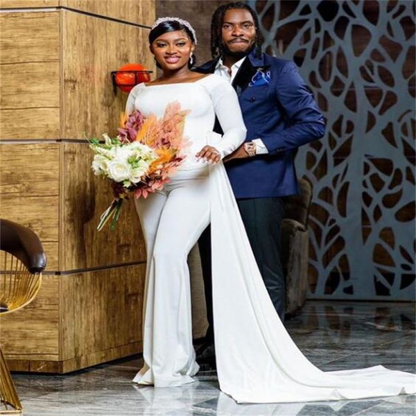 plus size jumpsuit wedding dress with train 2023 chic satin black girls boho bride dresses long sleeve beach civil garden brida vestidos de, White
plus size jumpsuit wedding dress with train 2023 chic satin black girls boho bride dresses long sleeve beach civil garden brida vestidos de, White